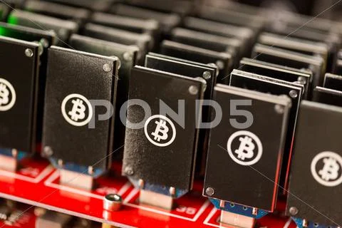 Bitcoin mining Stock Photos