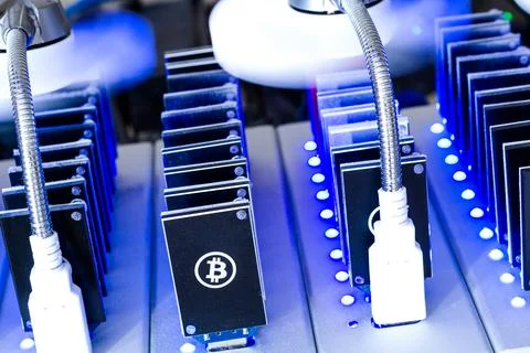 Bitcoin mining Stock Photos