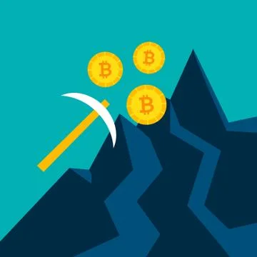 Bitcoin Mining Pickaxe Concept Stock Illustration