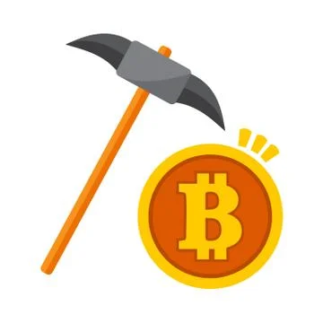 Bitcoin Mining Pickaxe Vector Illustration Graphic Stock Illustration