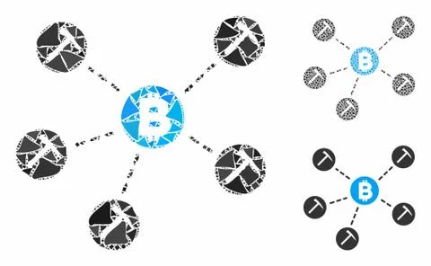 Bitcoin mining pool Composition Icon of Irregular Elements 스톡 일러스트