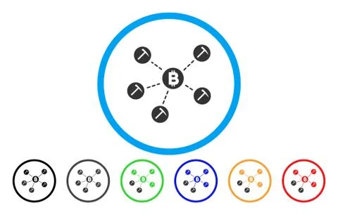 Bitcoin Mining Pool Flat Icon Stock Illustration