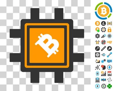 Bitcoin Mining Pool Icon with Bonus Stockillustratie