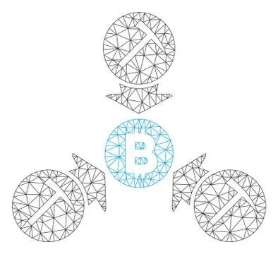 Bitcoin Mining Pool Vector Mesh Network Model Illustrazione stock