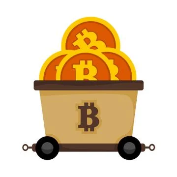 Bitcoin Mining Railroad Cart Train Vector Illustration Graphic Illustrazione stock