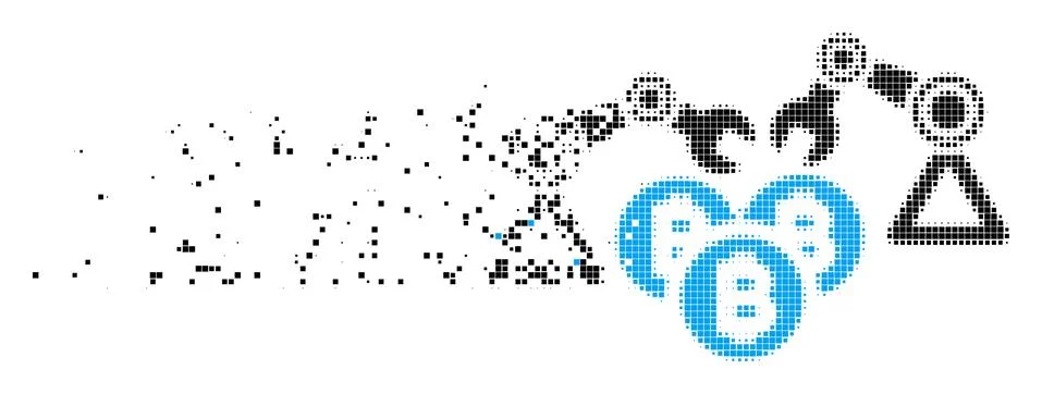 Bitcoin Mining Robotics Dissolved Pixel Icon イラスト素材