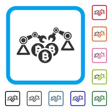 Bitcoin Mining Robotics Framed Icon Stockillustratie