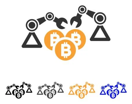Bitcoin Mining Robotics Vector Icon Stock Illustration