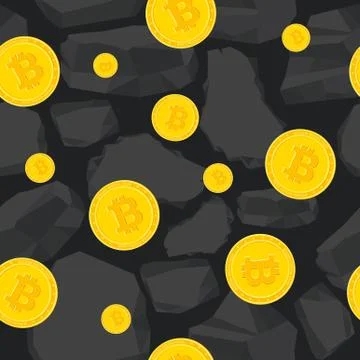 Bitcoin mining seamless pattern Stock Illustration