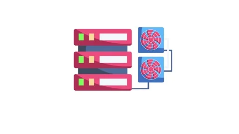 A bitcoin mining server equipped with two fans and a bitcoin coin displayed.. Stock Footage 332341139