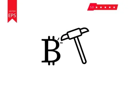 Bitcoin mining sign icon for internet money. Crypto currency symbol and coin  스톡 일러스트