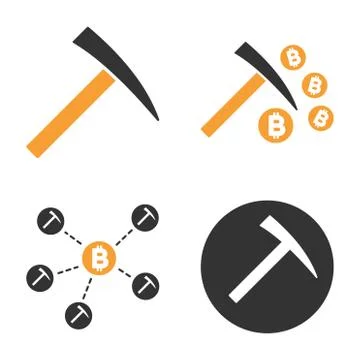Bitcoin Mining Vector Icon Set Stock Illustration