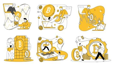 Bitcoin mining vector illustration. Extract, essence, as Bitcoin mining extra Stock Illustration