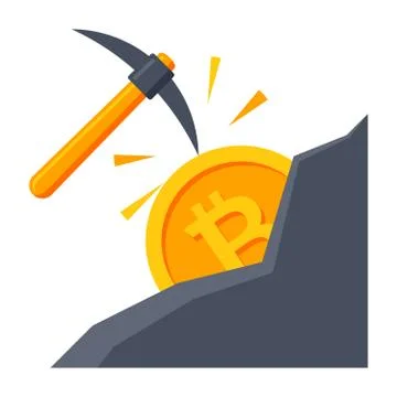 Bitcoin Mining Vector Illustration Stock Illustration