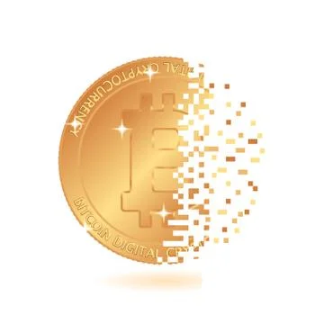Bitcoin mining. world-famous digital currency. Symbolic construction of a coi Stock Illustration