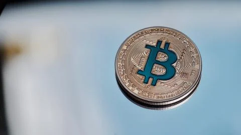 Bitcoin on the mirror Foto stock