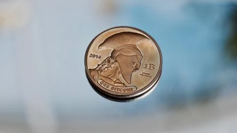 Bitcoin on the mirror Stock Photos