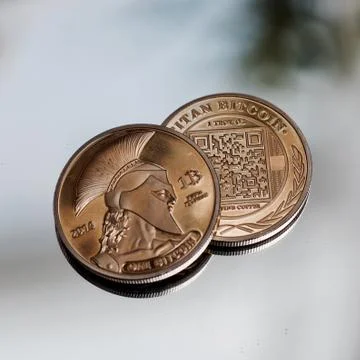 Bitcoin on the mirror Stock Photos
