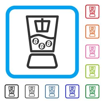 Bitcoin Mixer Framed Icon Stock Illustration