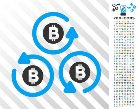 Bitcoin Mixer Rotation Flat Icon with Bonus Stock Illustration