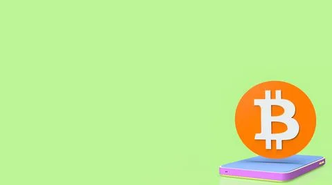 Bitcoin on mobile for business concept 3d rendering. Stock Illustration