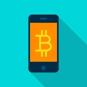 Bitcoin Mobile Flat Icon Stock Illustration