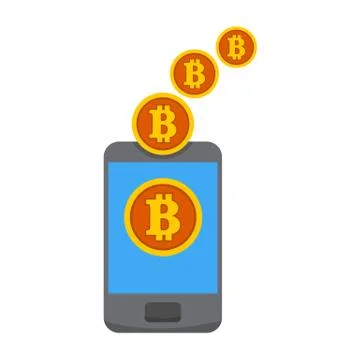 Bitcoin Mobile Mining Transfer Vector Illustration Graphic Illustration