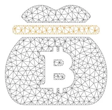 Bitcoin Money Bag Vector Mesh Carcass Model Illustrazione stock