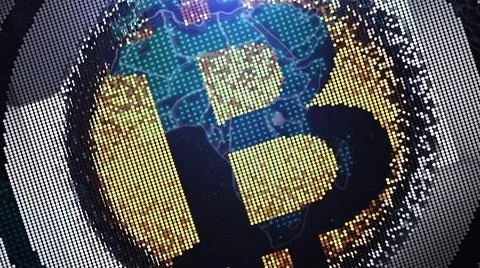 Bitcoin money technology 3d abstract animation. Crypto blockchain IT banking Stock-Illustration