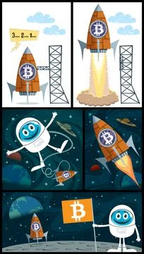 Bitcoin to the Moon Stockillustratie