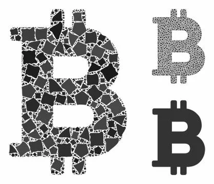 Bitcoin Mosaic Icon of Bumpy Elements Stock Illustration