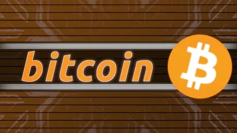 Bitcoin Motion Graphic energetically displays logo and text. Stock Footage 149278947