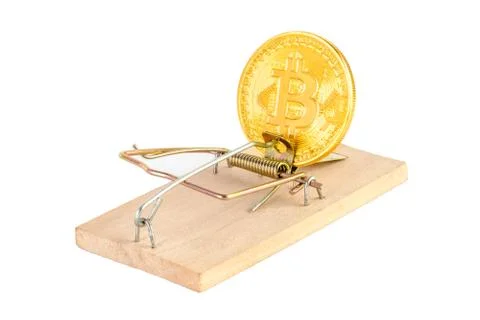 Bitcoin in a mousetrap Stock Photos