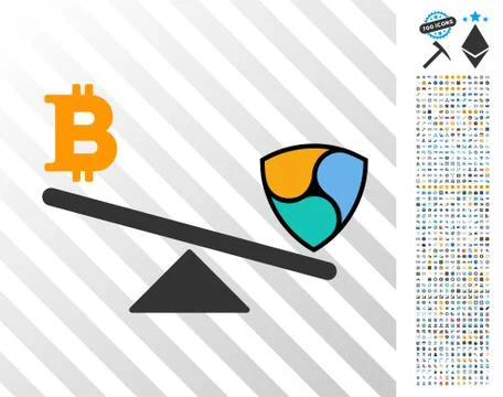 Bitcoin Nem Balance Swing Flat Icon with Bonus Stockillustratie