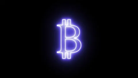 Bitcoin neon icon on black background Stock Footage 163007983
