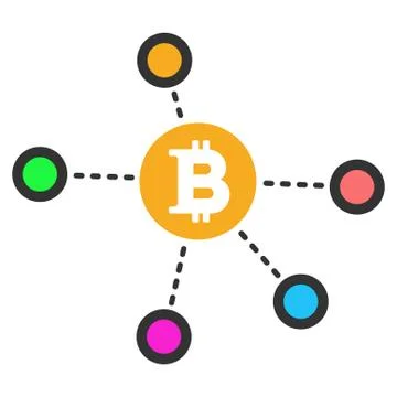 Bitcoin Net Nodes Flat Icon Illustrazione stock