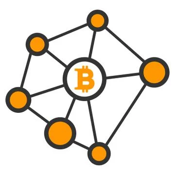 Bitcoin Net Nodes Flat Icon 스톡 일러스트