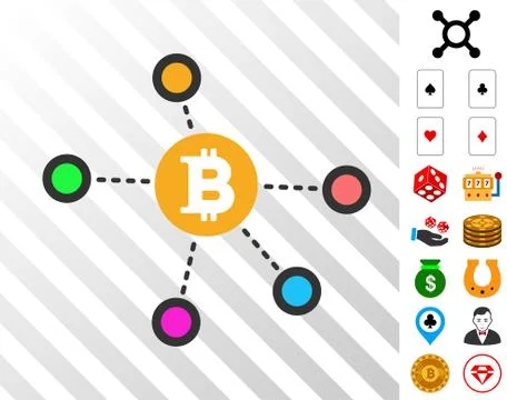Bitcoin Net Nodes Icon with Bonus 스톡 일러스트