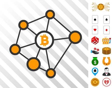 Bitcoin Net Nodes Icon with Bonus 스톡 일러스트