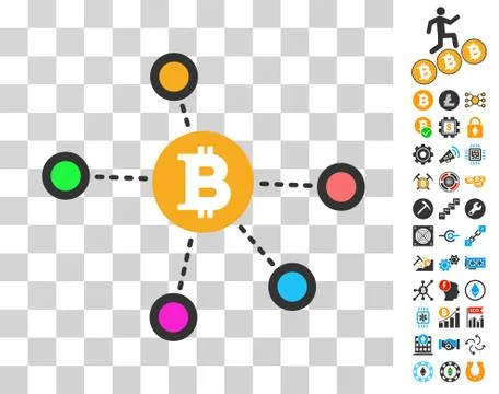Bitcoin Net Nodes Icon with Bonus 스톡 일러스트