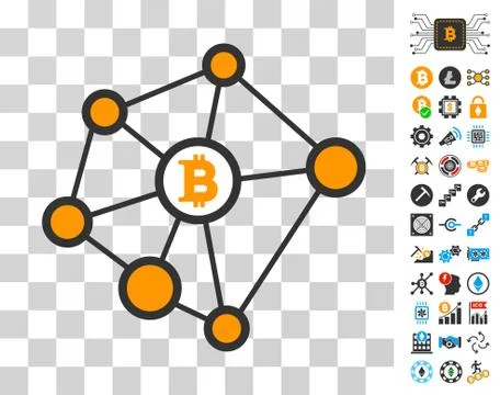 Bitcoin Net Nodes Icon with Bonus 스톡 일러스트