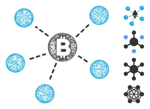 Bitcoin Net Structure Web Vector Mesh Illustration Illustrazione stock