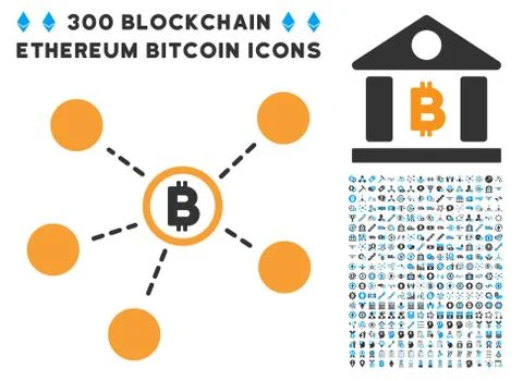 Bitcoin Network Flat Icon with Clip Art Illustrazione stock