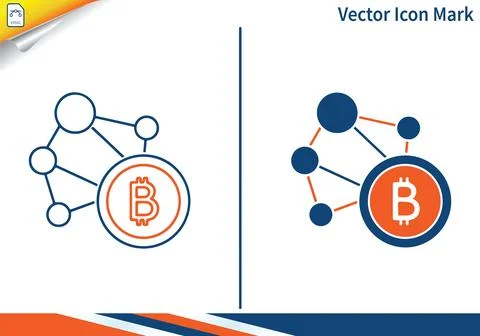 Bitcoin network icon mark vector illustration. Illustrazione stock