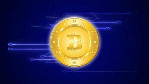 Bitcoin network illustration, crypto currency symbol Stock Footage 162938009