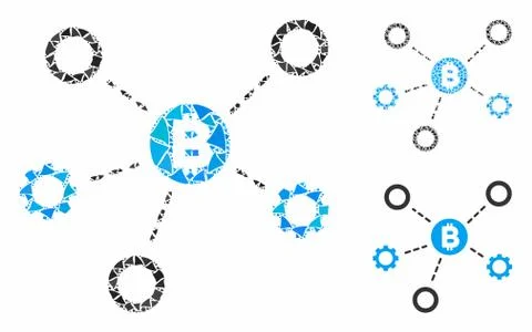 Bitcoin network nodes Composition Icon of Humpy Pieces Stock Illustration