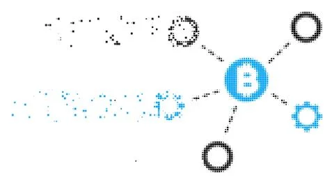 Bitcoin Network Nodes Dissolved Pixel Icon Illustrazione stock