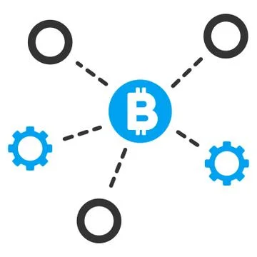Bitcoin Network Nodes Flat Icon 스톡 일러스트