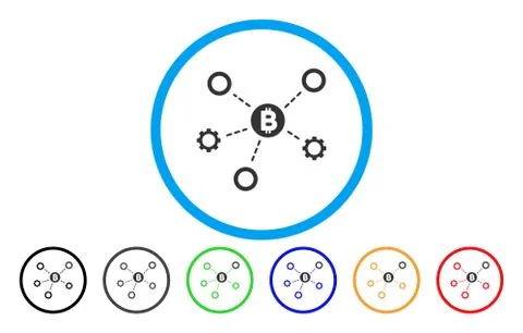Bitcoin Network Nodes Flat Icon イラスト素材