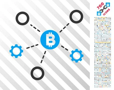Bitcoin Network Nodes Flat Icon with Bonus 스톡 일러스트
